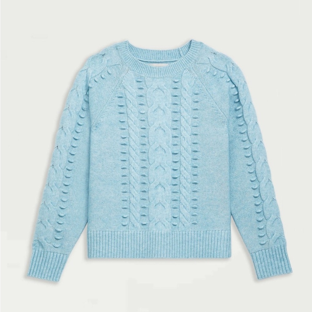 NWT LOFT Textured Cable Sweater Cloudy Morning Melange Size XS